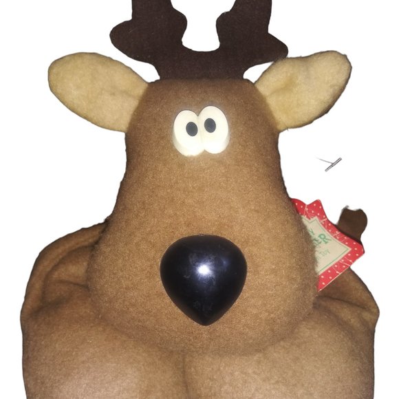 Vintage Hallmark Plush RODNEY REINDEER w/ Red Ribbon Stuffed Toy Animal HTF - Picture 1 of 11